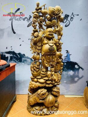 Di Lặc ngũ phúc gỗ cẩm vàng.