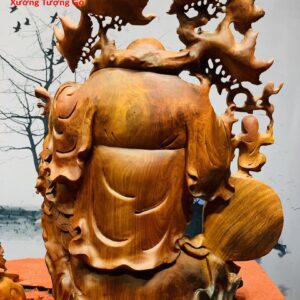 Di lặc nhị tiểu vác đào đứng bao tiền gỗ hương ta.