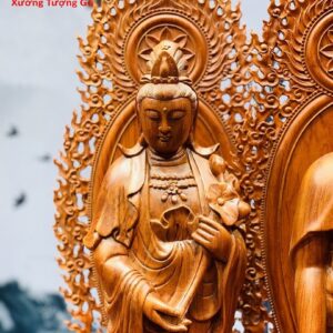 Tam Thế Phật gỗ hương đá.