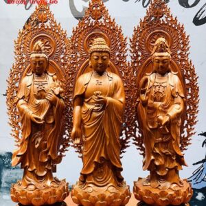 Tam Thế Phật gỗ hương đá.