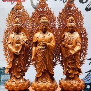 Tam Thế Phật gỗ hương đá.