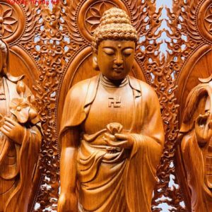 Tam Thế Phật gỗ hương đá.