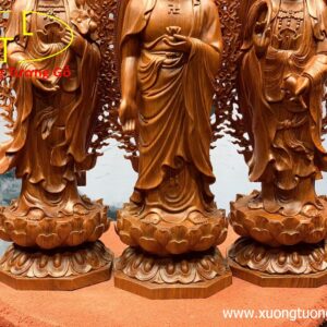 Tam Thế Phật gỗ hương đá.
