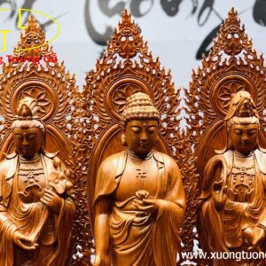 Tam Thế Phật gỗ hương đá.