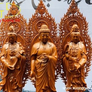 Tam Thế Phật gỗ hương đá.