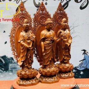 Tam Thế Phật gỗ hương đá.