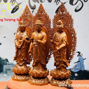 Tam Thế Phật gỗ hương đá.