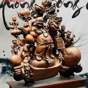 Di Lặc ngũ tiểu đứng vàng trắc