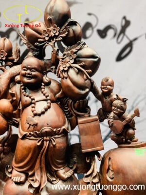 Di Lặc ngũ tiểu đứng vàng trắc