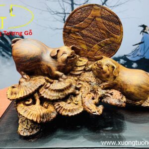 Cặp heo gỗ sưa