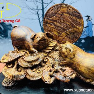 Cặp heo gỗ sưa