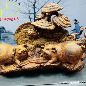 Cặp heo gỗ sưa.