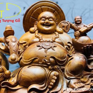 Di Lặc ngũ tiểu ngồi bao tiền gỗ hương.
