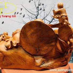 Di Lặc ngũ tiểu vác gậy như ý gỗ hương.