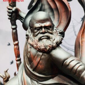 Đạt Ma múa võ đứng rồng gỗ trắc đỏ đen.