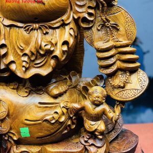 Di Lặc ngũ tiểu gánh gậy như ý đứng tùng gỗ hương ta.
