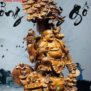 Di Lặc ngũ tiểu gánh gậy như ý đứng tùng gỗ hương ta.
