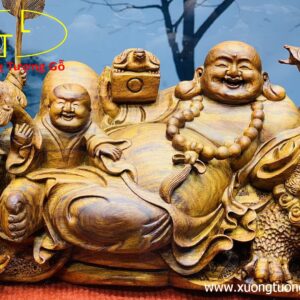 Di lặc tam tiểu nhị nghê gỗ sưa