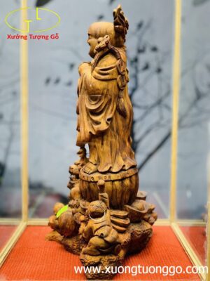 Di Lặc chúc phúc nhị tiểu dị nghê gỗ sưa