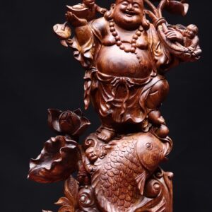 Di Lặc tam tiểu cá chép gỗ cẩm lai