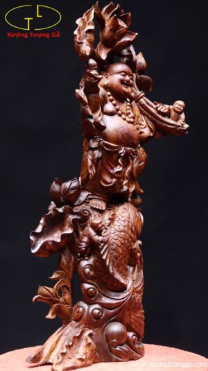 Di Lặc tam tiểu cá chép gỗ cẩm lai