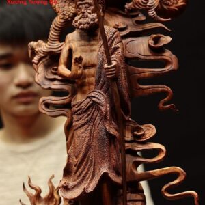 Đạt Ma ngự song long gỗ sưa đỏ