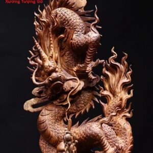 Đạt Ma ngự song long gỗ sưa đỏ
