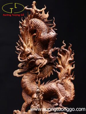 Đạt Ma ngự song long gỗ sưa đỏ
