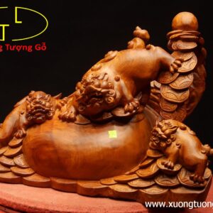Tam nghê trấn chum tiền gỗ hương