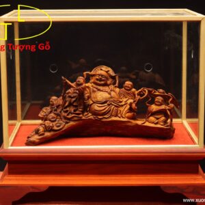 Di Lặc ngũ tiểu bao tiền gỗ sưa.