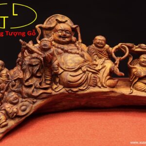 Di Lặc ngũ tiểu bao tiền gỗ sưa.