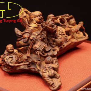 Di Lặc ngũ tiểu bao tiền gỗ sưa.
