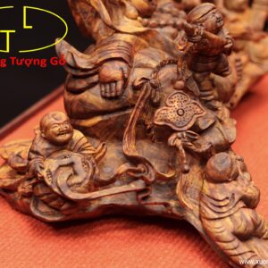 Di Lặc ngũ tiểu bao tiền gỗ sưa.