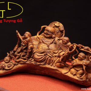 Di Lặc ngũ tiểu bao tiền gỗ sưa.