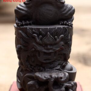 Thiềm thừ đứng trống gỗ trắc đen.