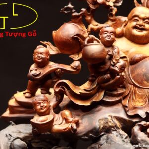 Di Lặc ngũ phúc vác đào gỗ sụn hương
