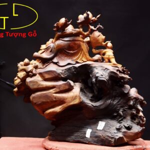 Di Lặc ngũ phúc vác đào gỗ sụn hương