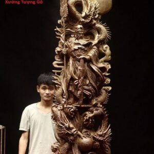 Quan công ngự Tam long gỗ mun đuôi công.