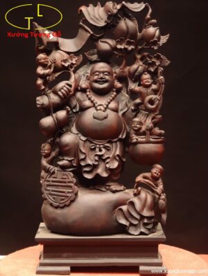 Di Lặc ngũ phúc bao tiền gỗ trắc