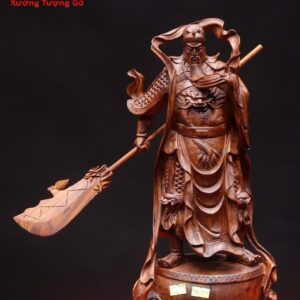 Quan Công đứng trống gỗ sưa.