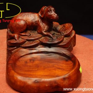 Khay trà chó đồng xu gỗ hương