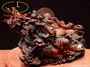 Di lặc nhất tiểu vác đào song nghê gỗ trắc