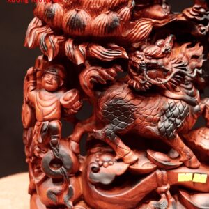 Di Lặc vác đào đứng sen ngũ tiểu gỗ trắc