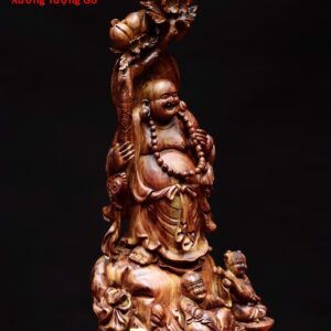 Di lặc nhị tiểu vác đào gỗ sưa