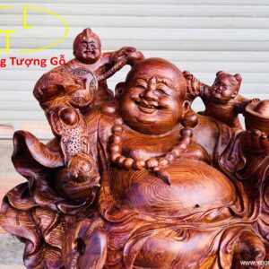 Di Lặc nhị tiểu ngồi nghê gỗ cẩm.