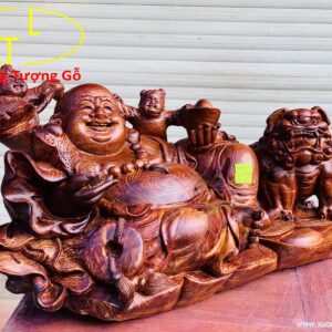 Di Lặc nhị tiểu ngồi nghê gỗ cẩm.