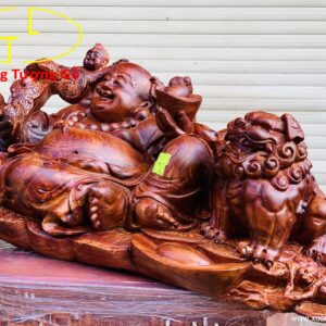 Di Lặc nhị tiểu ngồi nghê gỗ cẩm.