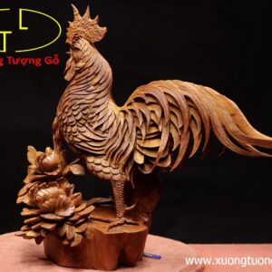 Gà trống hoa phù dung gỗ hương