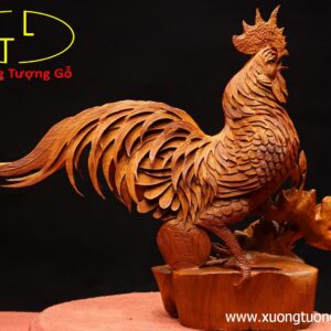 Gà trống hoa phù dung gỗ hương
