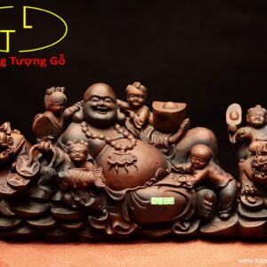 Di Lặc ngũ tiểu song nghê gỗ trắc.